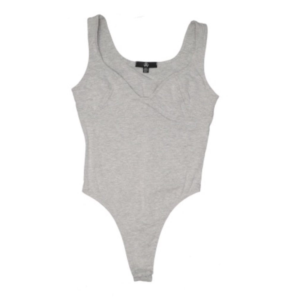 Missguided Gray Sweetheart Bustier Sleeveless Tank Top Bodysuit